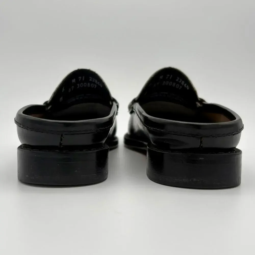 G.H. Bass Weejuns Two Tone Penny Loafer Mule Slides Black White Size 6